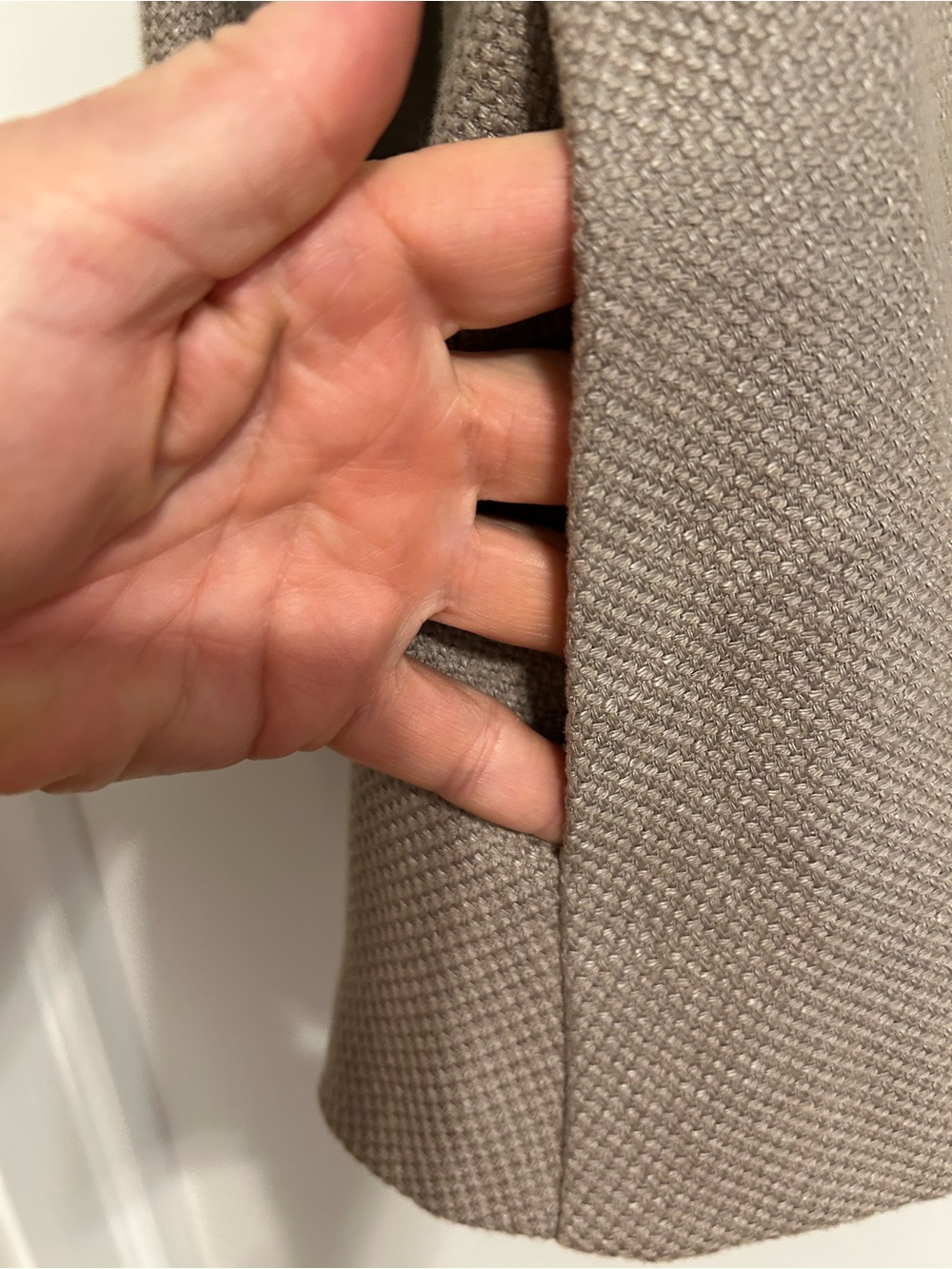 Eileen Fisher Open Front Textured Linen Blend Swing Jacket - Taupe - Picture 3 of 8